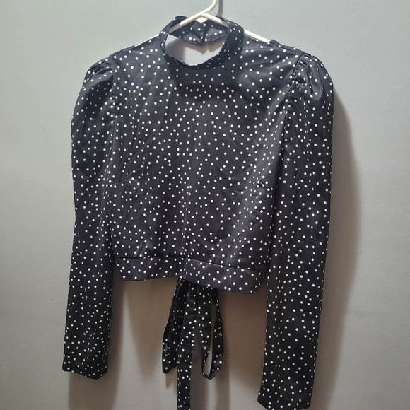 Unknown Brand Black and White Polka Dot Long Sleeve Top S - Picture 3 of 7